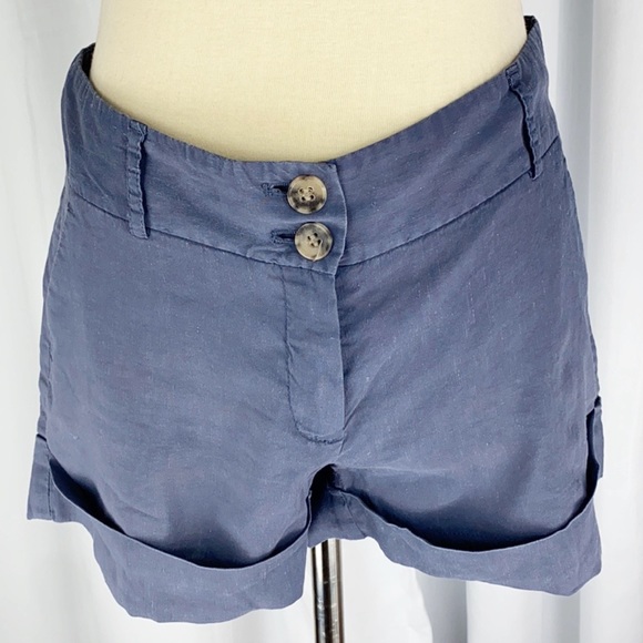 Theory Shorts Theory Slate Grey Cuffed Linen Shorts Poshmark
